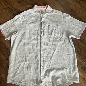 Report Collection White and Pink Casual Button Down Shirt Linen Blend xl
